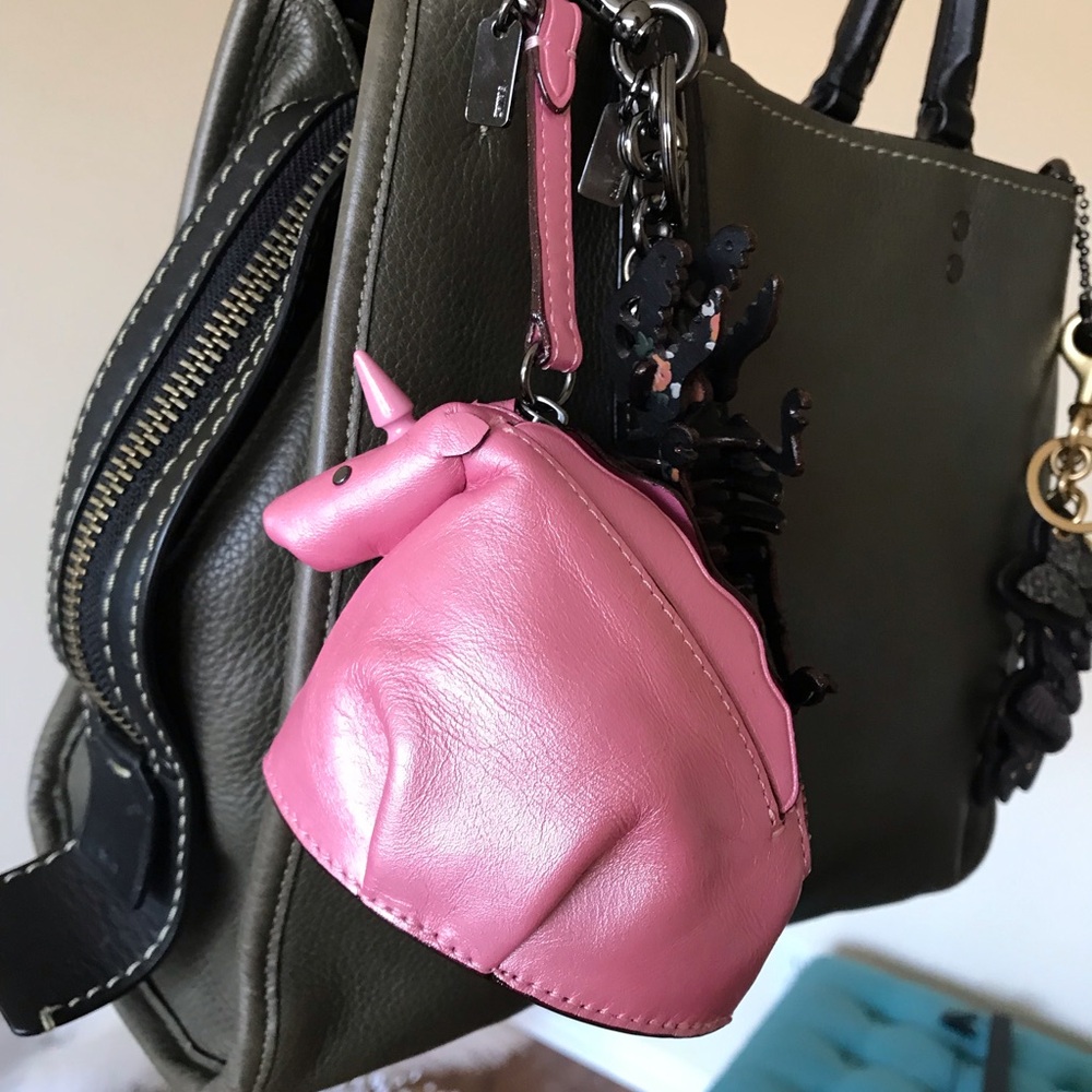 Coach Uni Coin Case, Pink Leather Unicorn Bag Charm Coin Case - Picture 16 of 16
